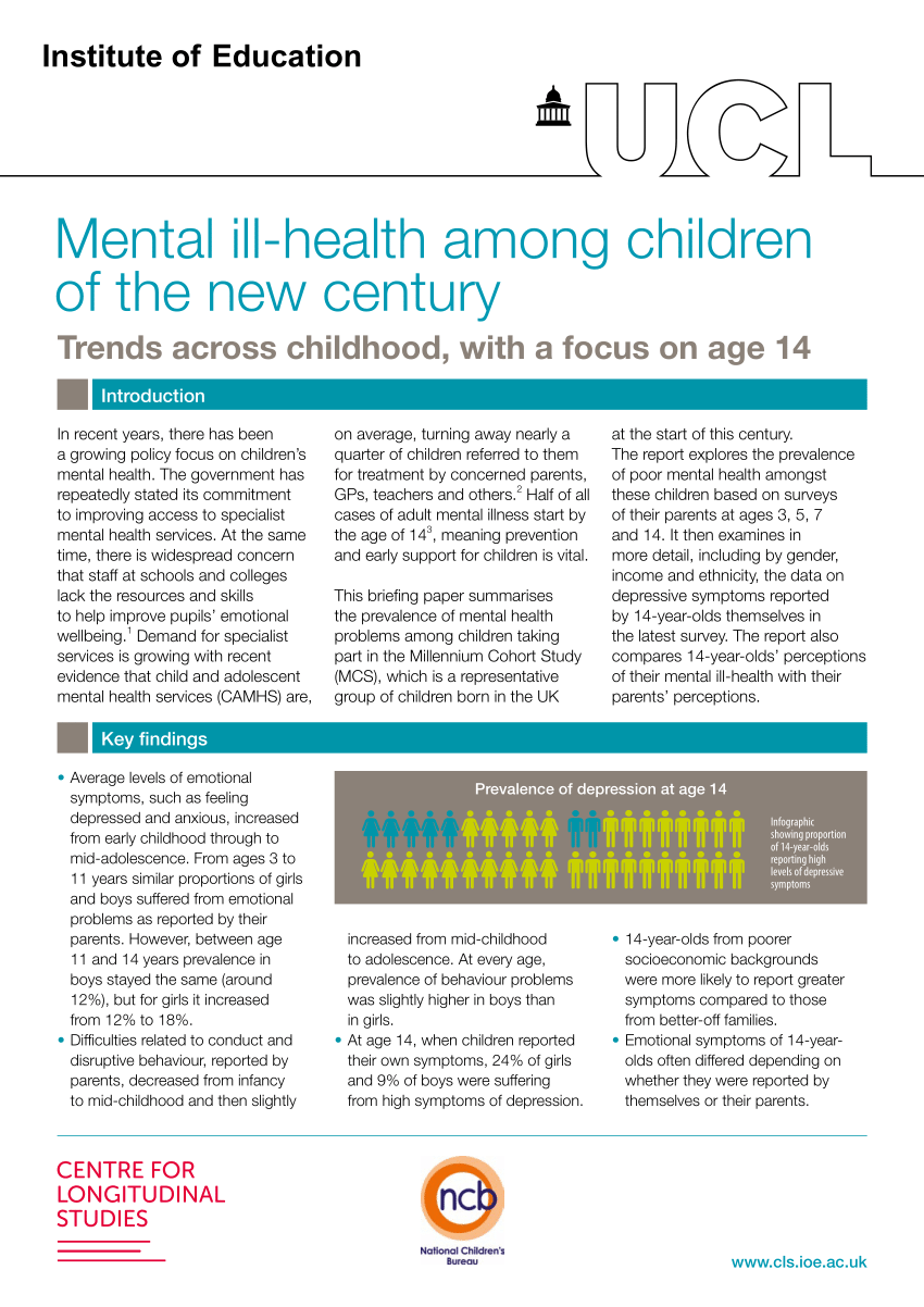 Pdf Mental Ill Health Among Children Of The New Century Trends Across Childhood With A Focus On Age 14