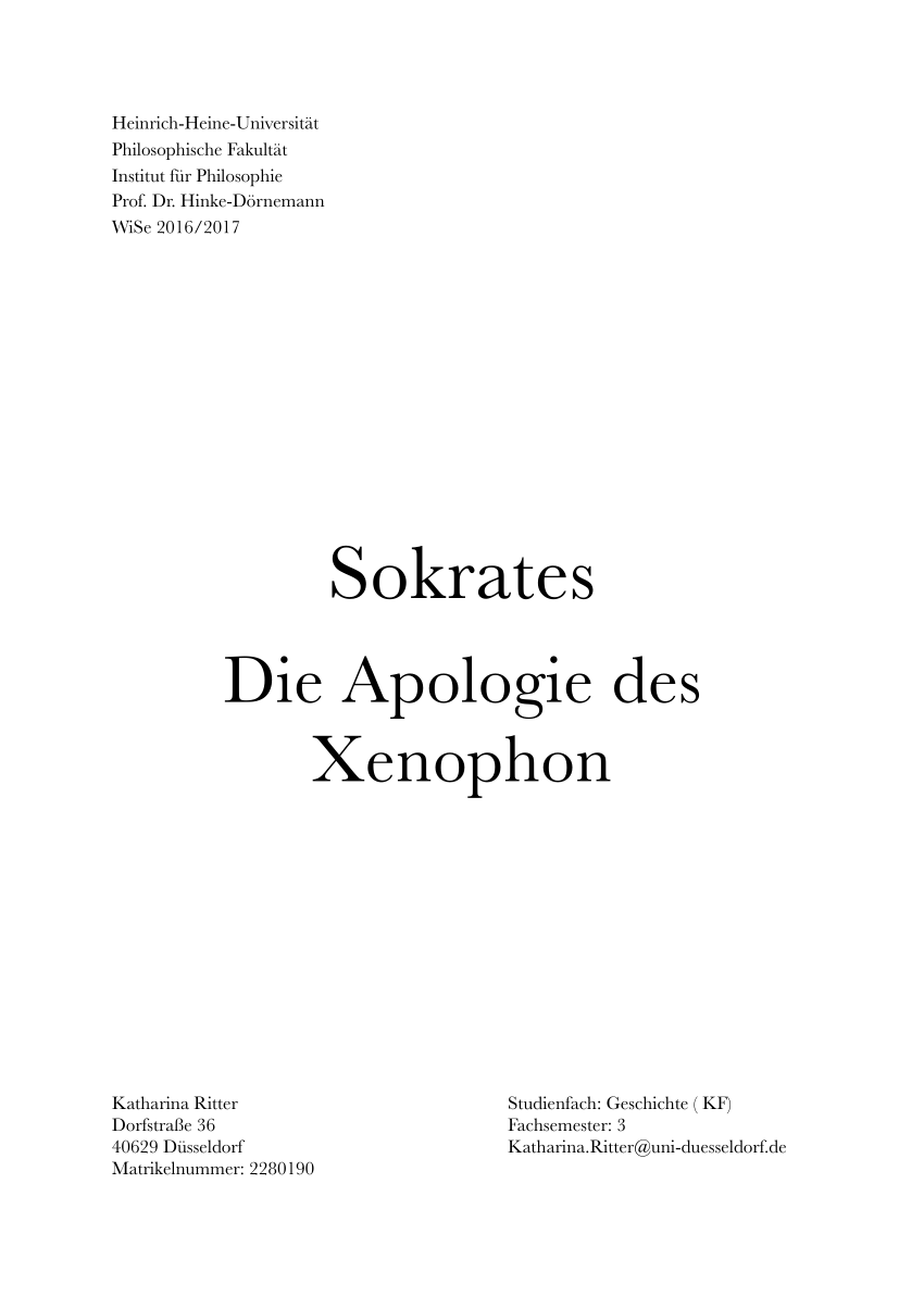 PDF Sokrates Die Apologie des Xenophon