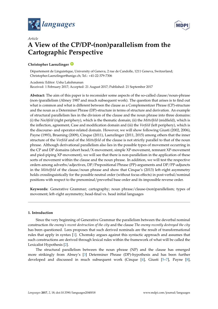 Pdf A View Of The Cp Dp Non Parallelism From The Cartographic Perspective