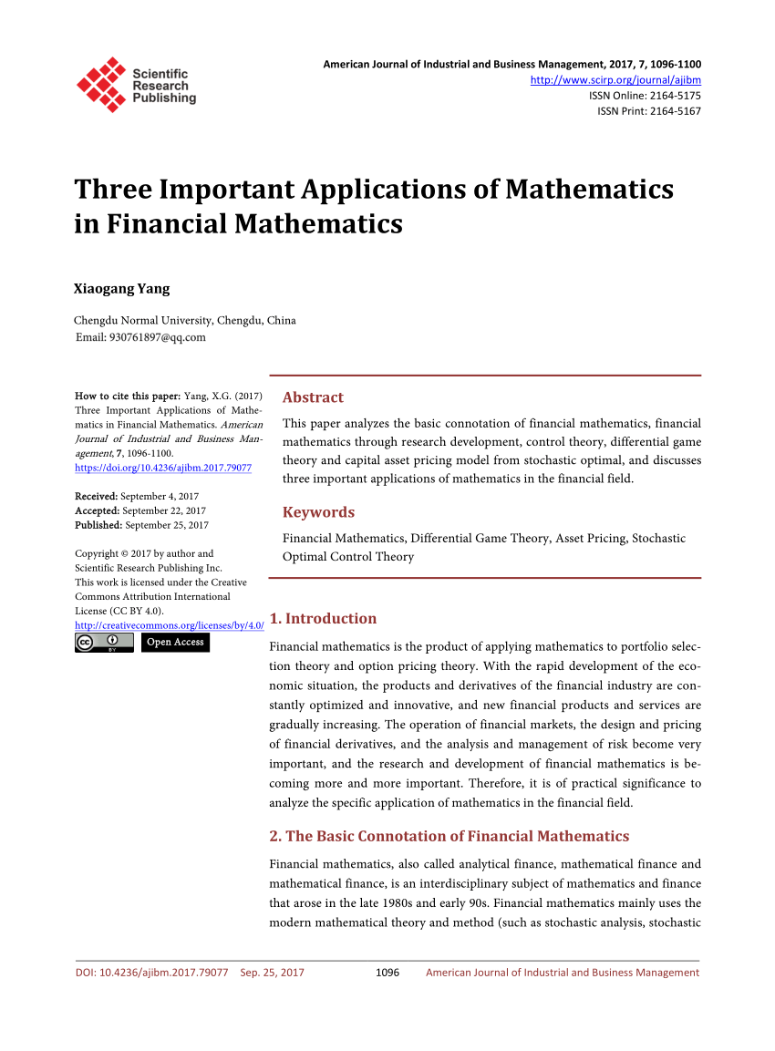 mathematical finance research papers