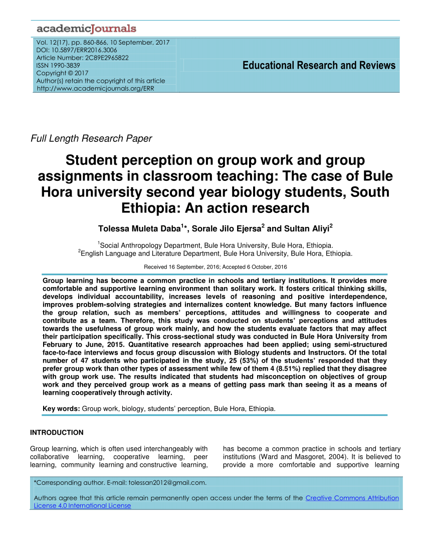 Pdf Student Perception On Group Work And Group Assignments In