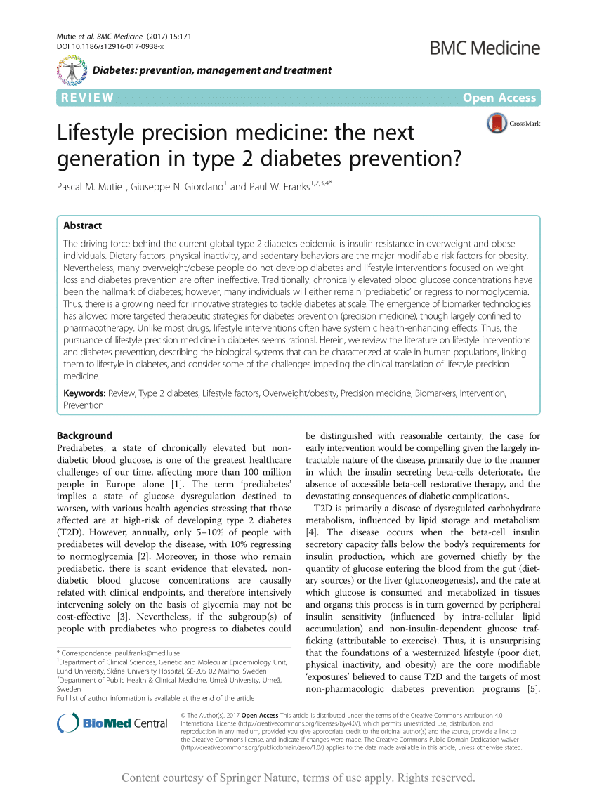PDF) Lifestyle precision medicine: The next generation in type 2 