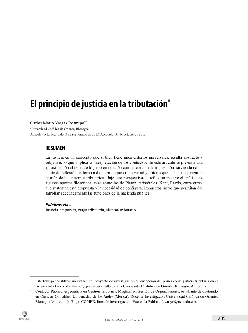 PDF) El principio de justicia en la tributación *