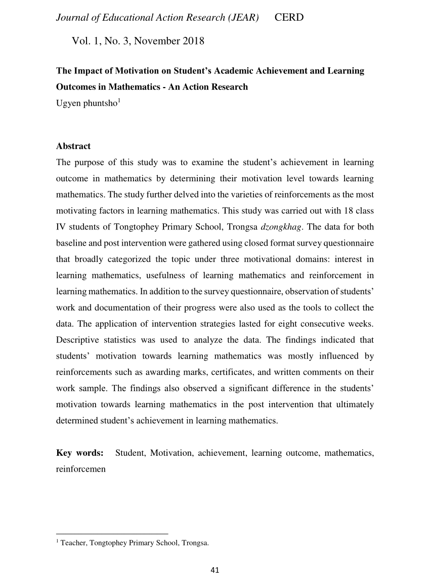 research paper about motivation of students