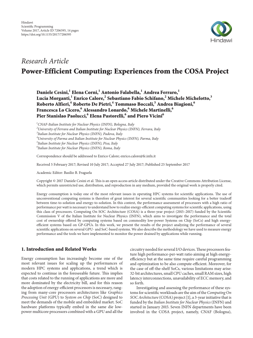 PDF) Power-Efficient Computing: Experiences from the COSA Project