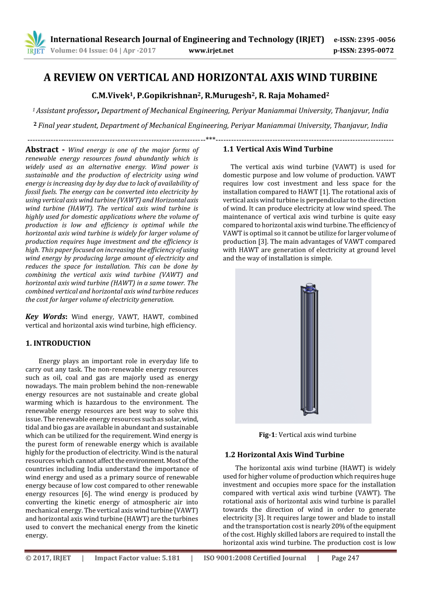 vertical axis wind turbine research paper pdf