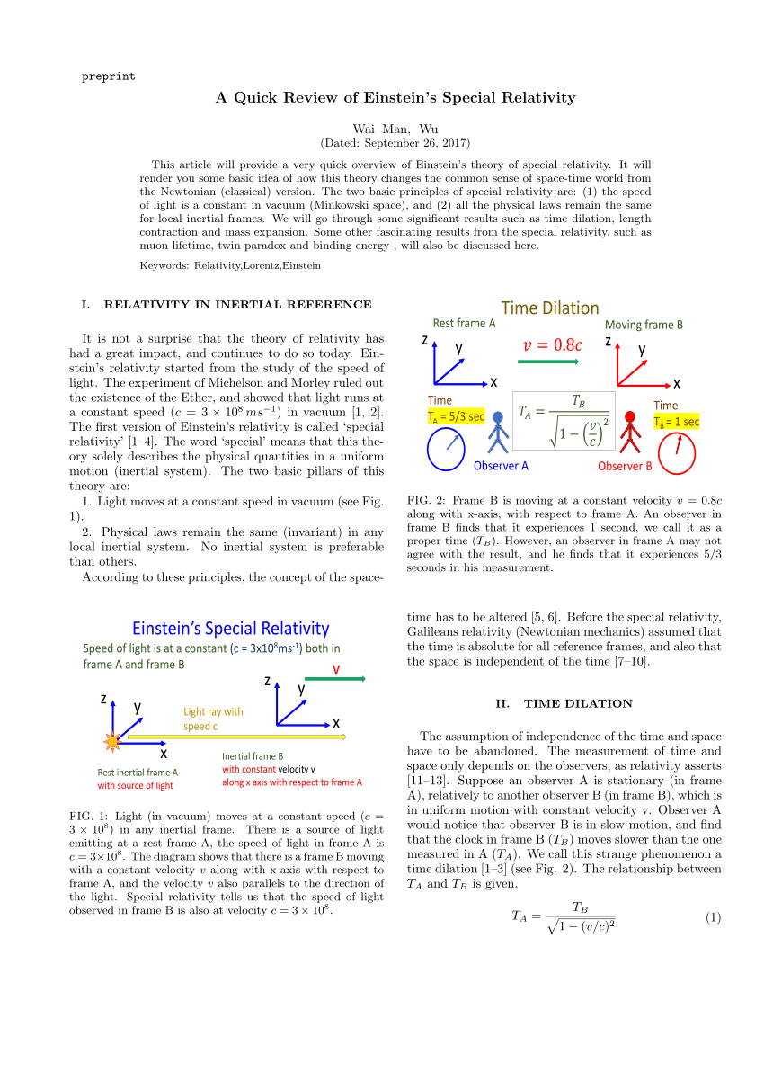 einstein research paper on relativity