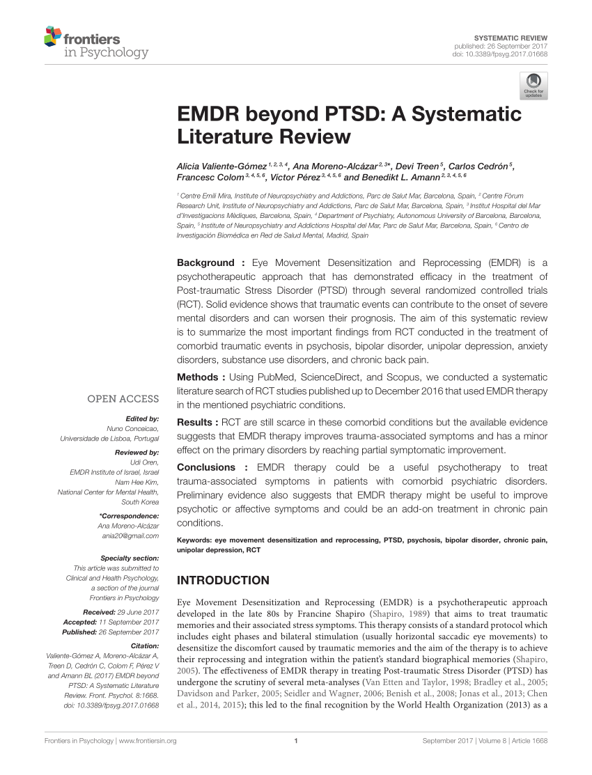 Pdf Emdr Beyond Ptsd A Systematic Literature Review