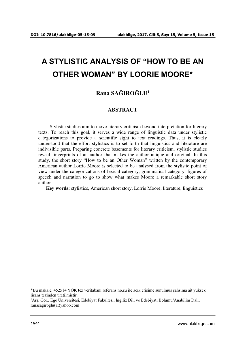 PDF) A STYLISTIC ANALYSIS OF “HOW TO BE AN OTHER WOMAN” BY LORRIE