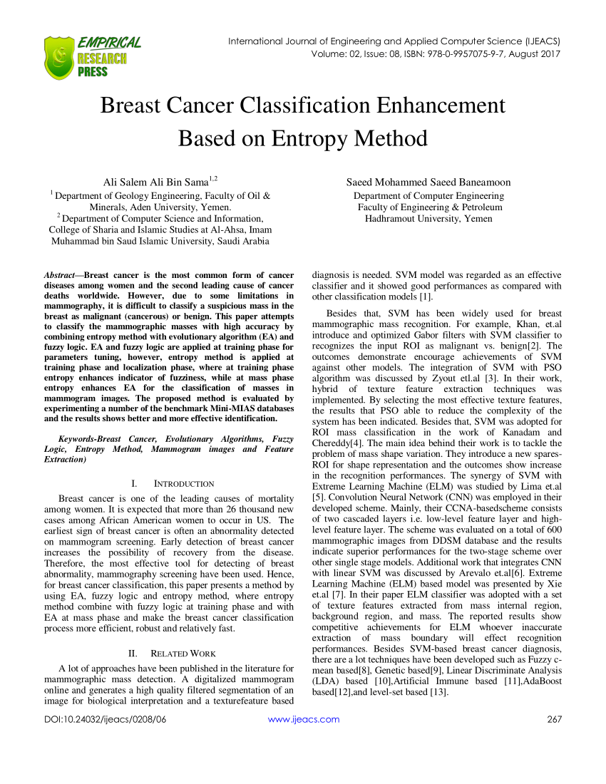 breast cancer classification research paper