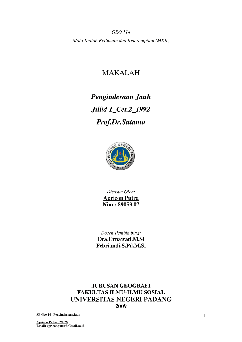 PDF Makalah Penginderaan Jauh Jillid 1 Cetakan 2 Tahun 1992 Prof