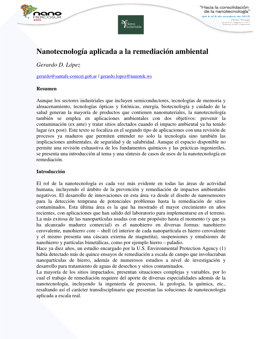 sequía licencia fatiga PDF) Nanotecnología aplicada a la remediación ambiental