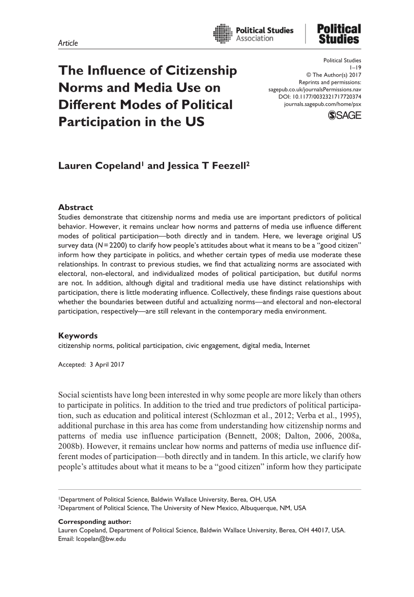 PDF) The Influence of Citizenship Norms and Media Use on Different