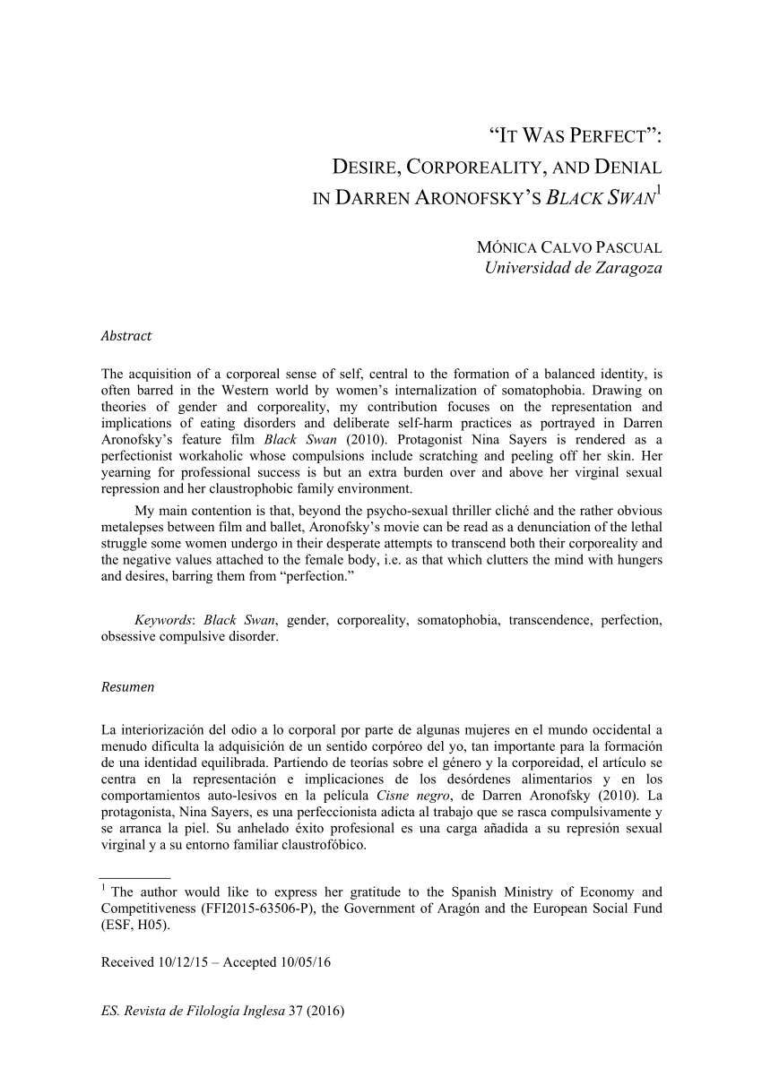Forretningsmand dedikation gæld PDF) “IT WAS PERFECT”: DESIRE, CORPOREALITY, AND DENIAL IN DARREN  ARONOFSKY'S BLACK SWAN