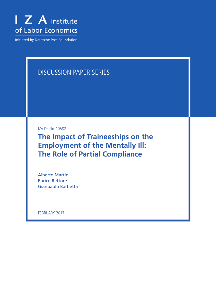 (PDF) The Impact of Traineeships on the Employment of the Mentally Ill ...