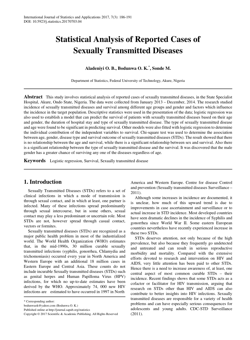 PDF Statistical Analysis of Reported Cases of Sexually