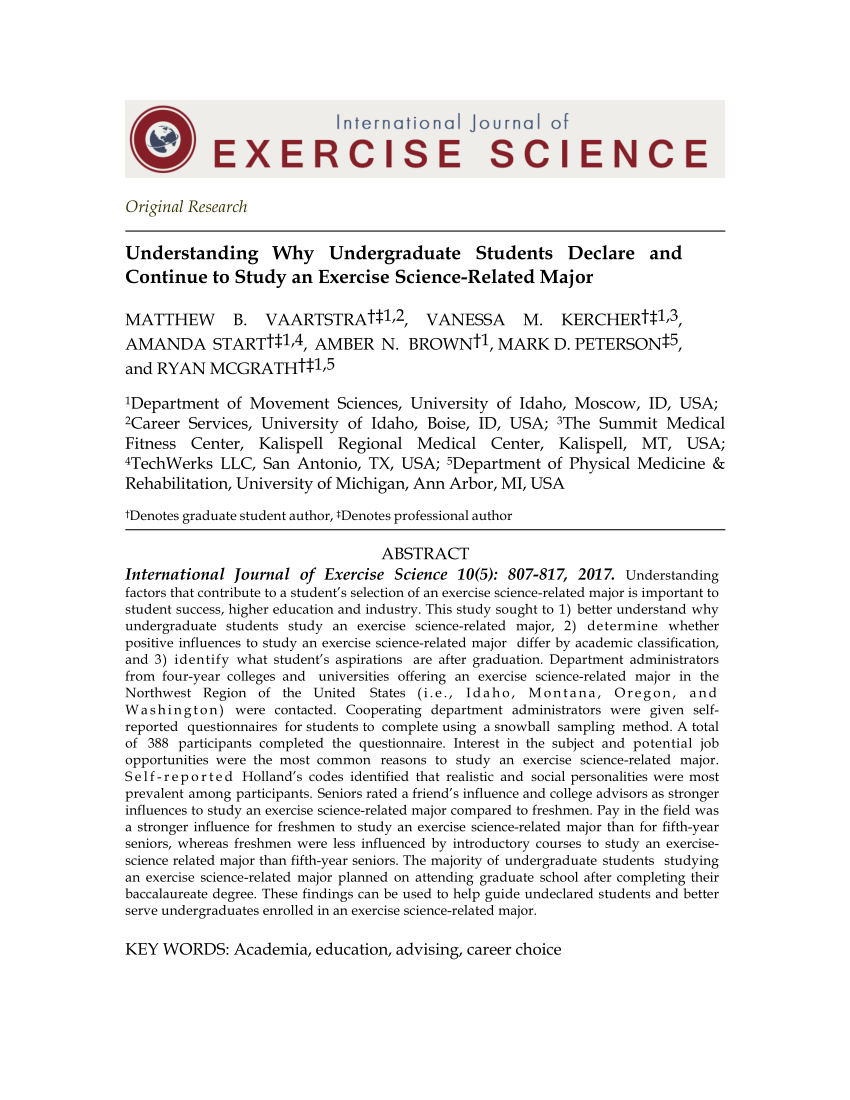 exercise science research paper topics