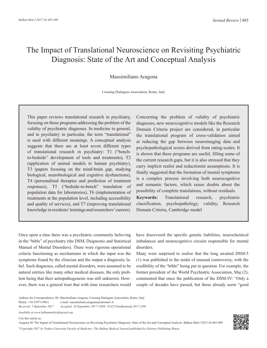 (PDF) The Impact of Translational Neuroscience on Revisiting