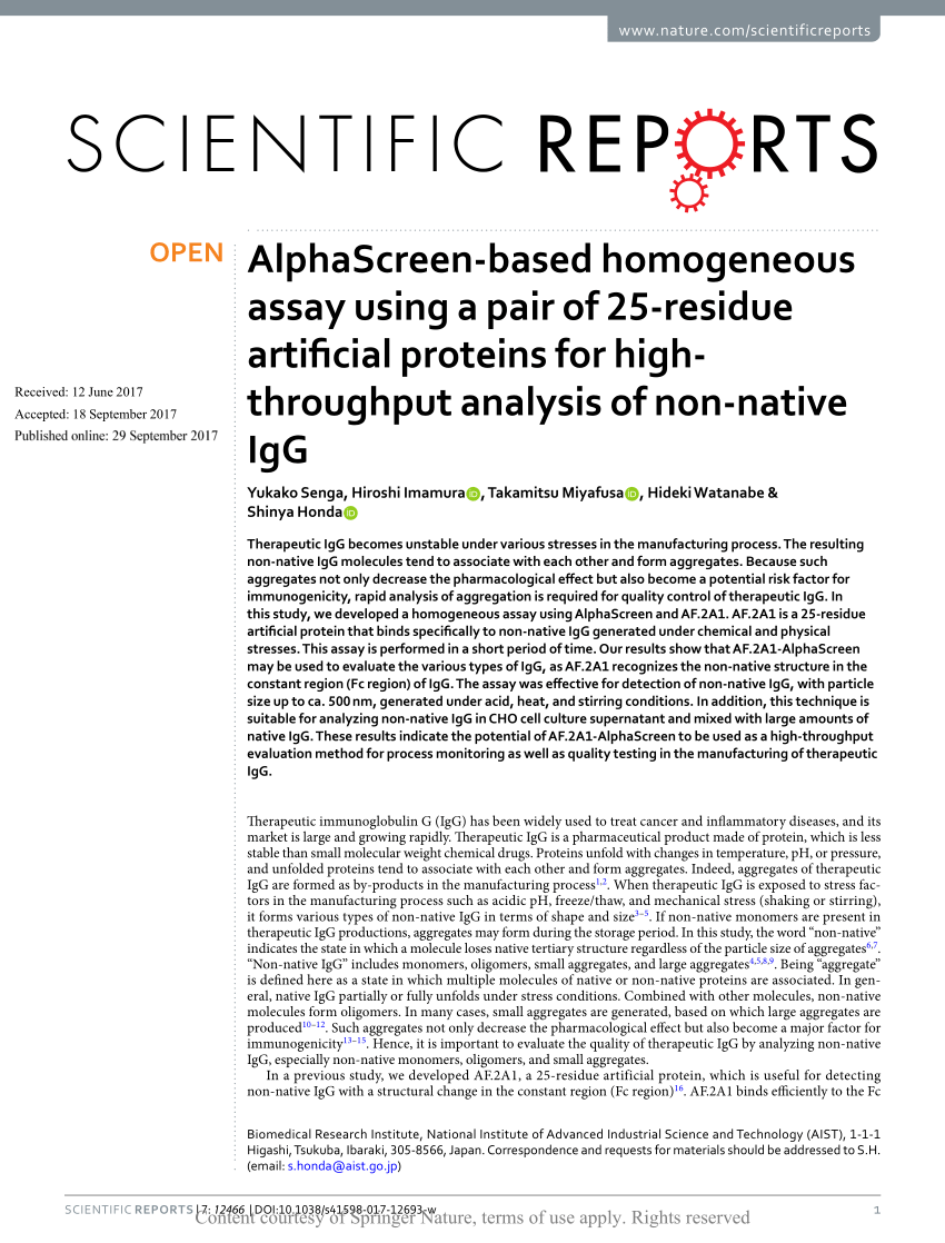 (PDF) AlphaScreen-based homogeneous assay using a pair of 25 ...