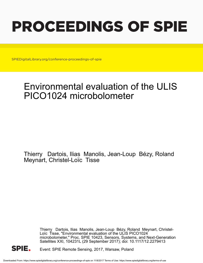 Pdf Environmental Evaluation Of The Ulis Pico1024 Microbolometer