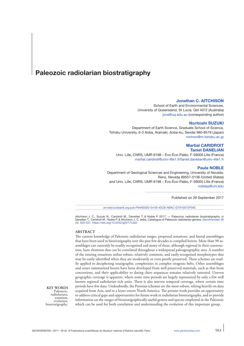 Pdf Paleozoic Radiolarian Biostratigraphy