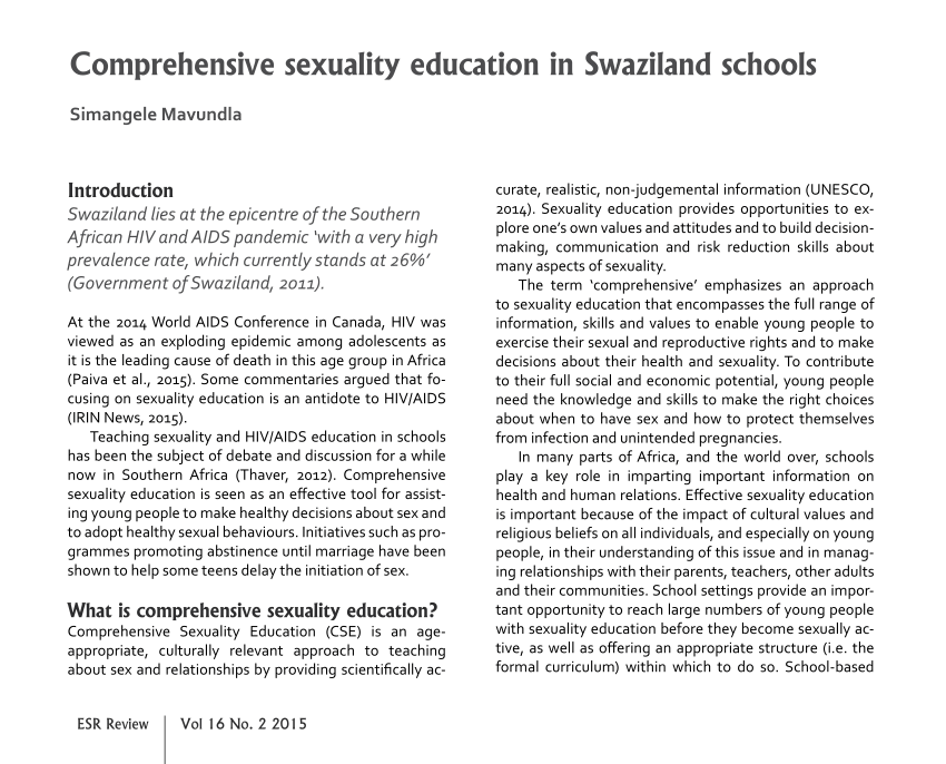 Pdf Comprehensive Sexuality Education In Swaziland Schools 6029