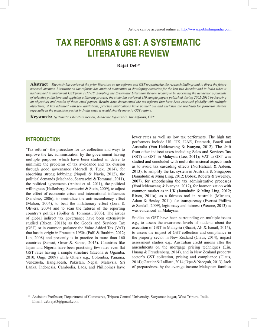 review of literature gst