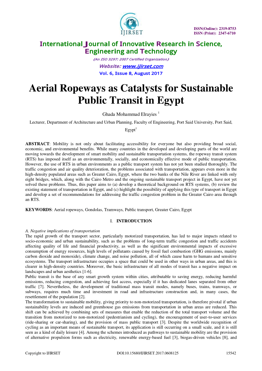 Pdf Aerial Ropeways As Catalysts For Sustainable Public