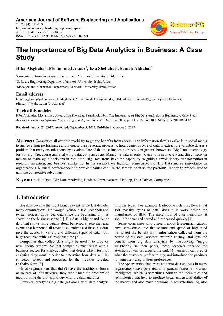 (PDF) The Importance of Big Data Analytics in Business: A ...
