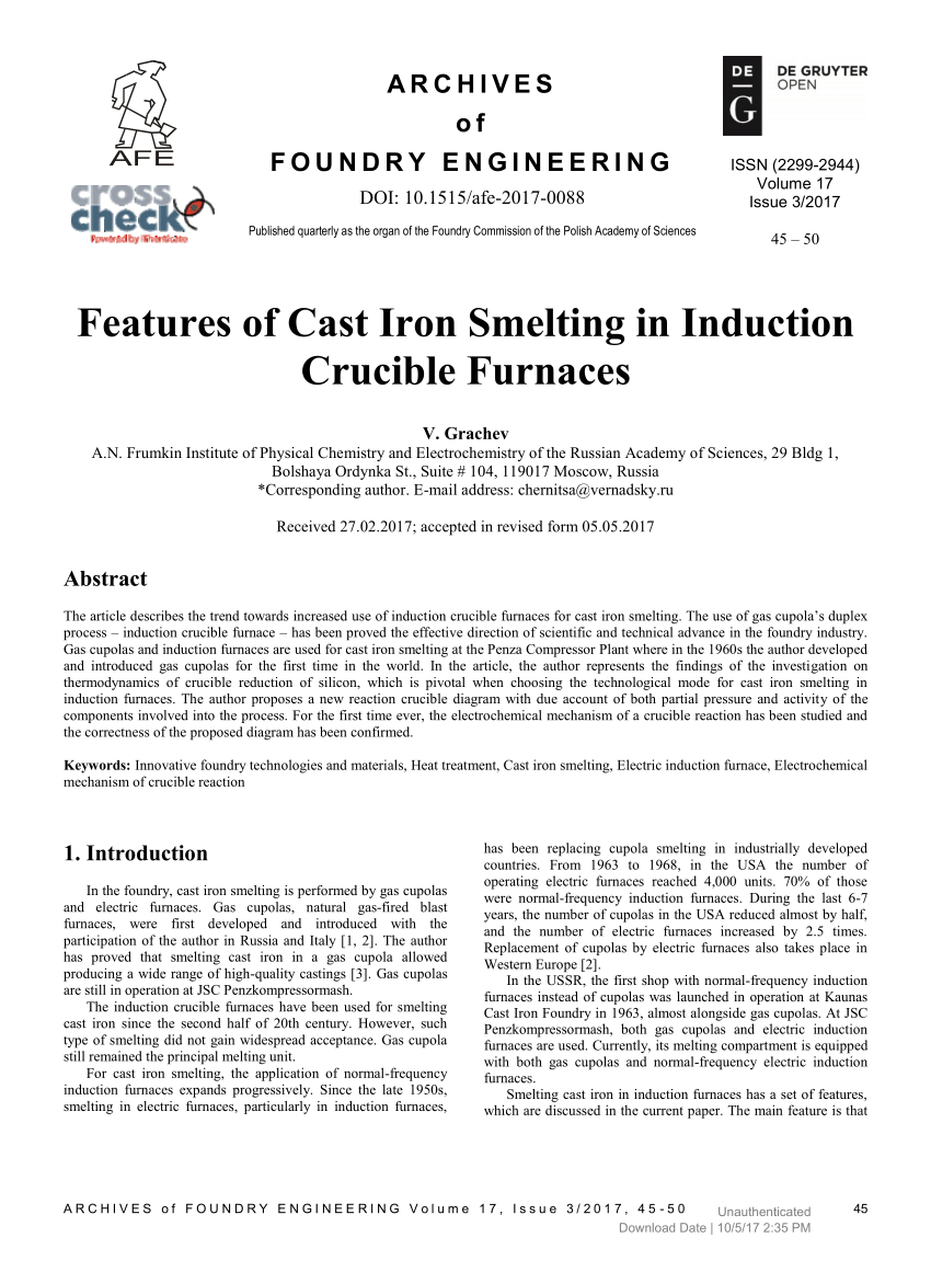 Crucibles for cast iron melting 