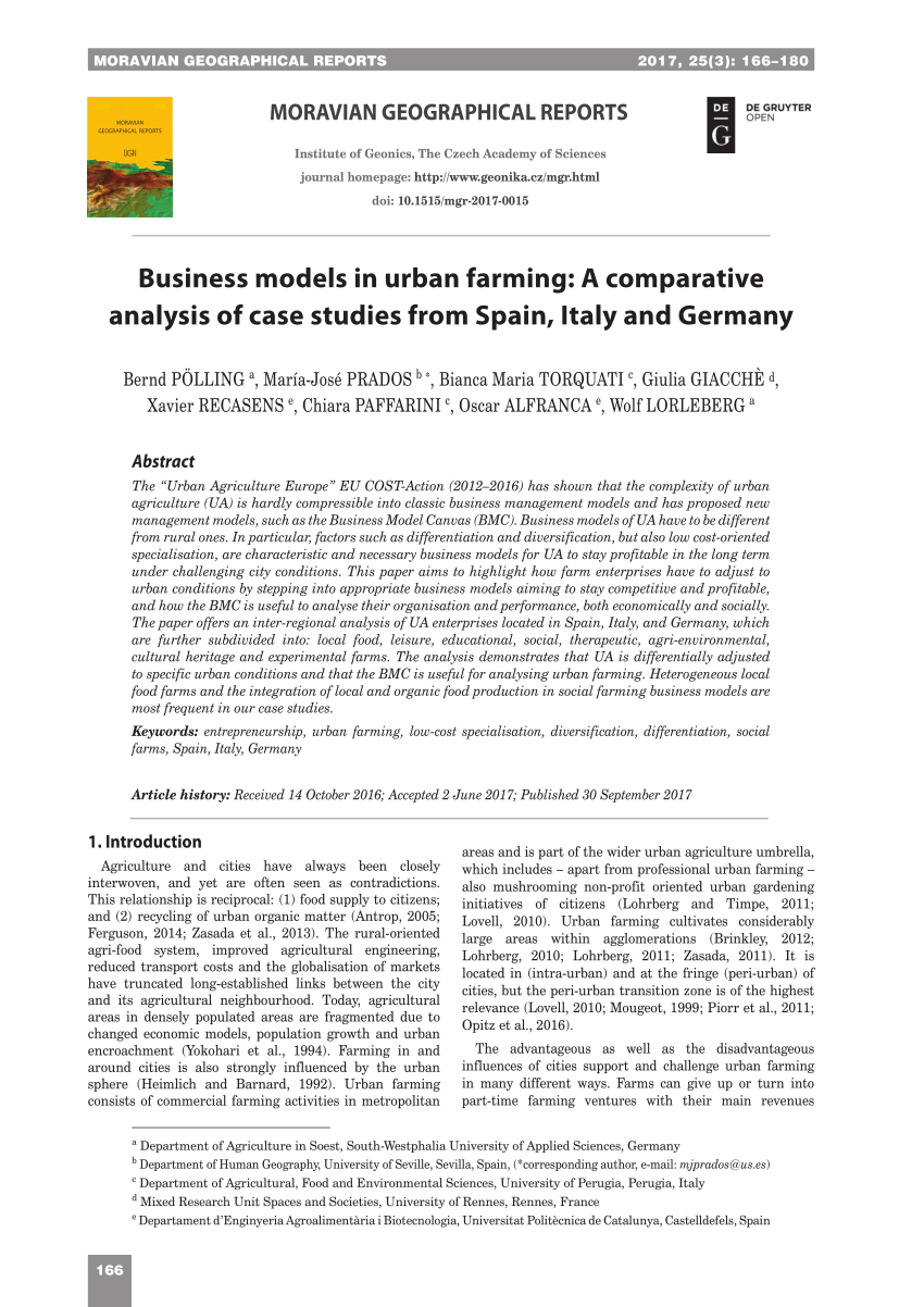 PDF) Business models in urban farming: A comparative analysis of Throughout Free Agriculture Business Plan Template