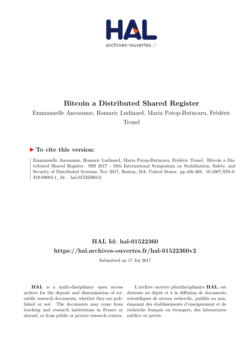 PDF) Bitcoin a Distributed Shared Register