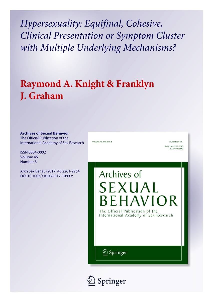 Pdf Hypersexuality Equifinal Cohesive Clinical Presentation Or