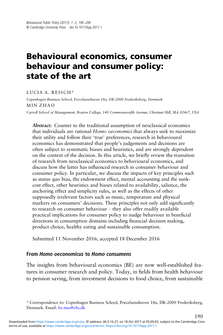 dissertation on behavioural economics
