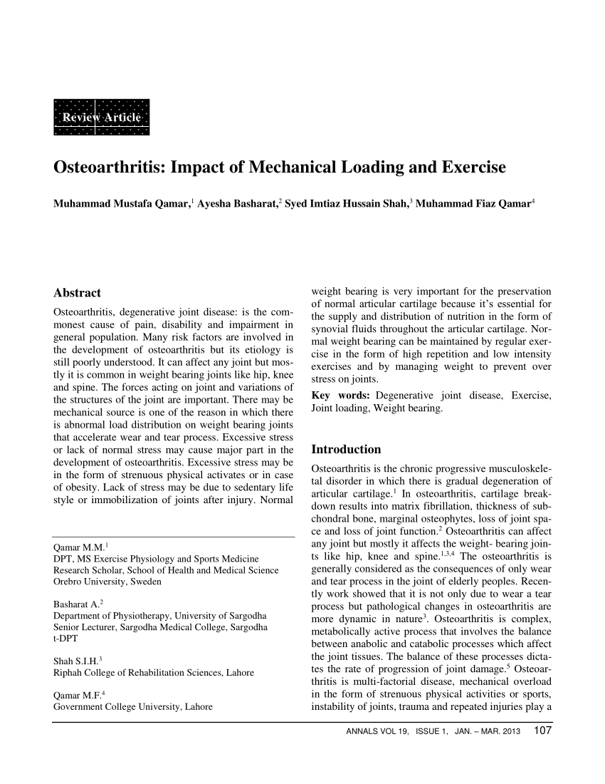 PDF) Excessive mechanical loading promotes osteoarthritis through