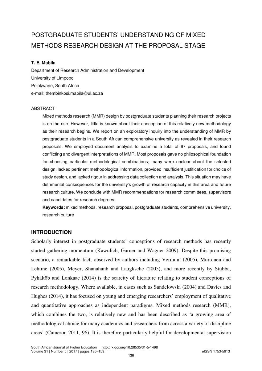 writing a mixed methods research proposal