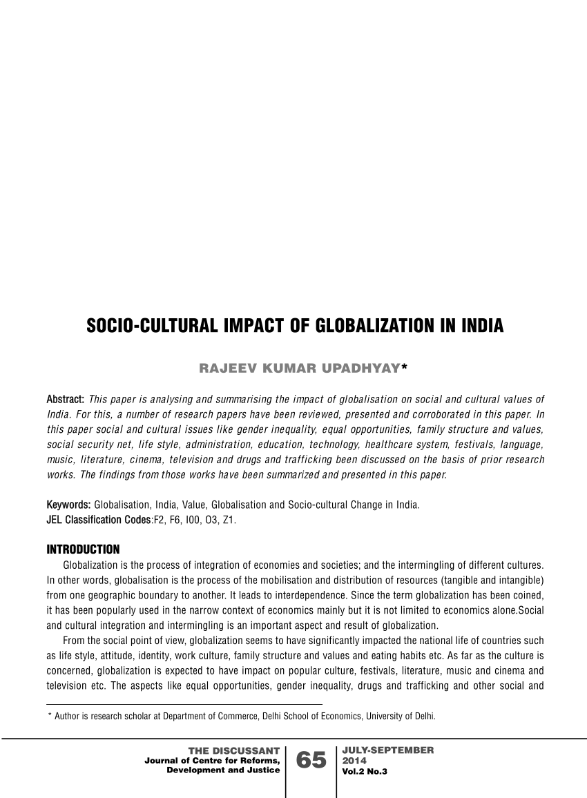 essay on impact of globalisation on indian culture