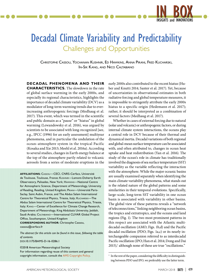 Decadal Climate Variability and Predictability: Challenges and