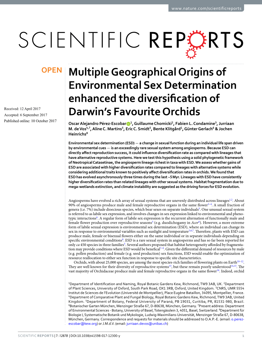 Pdf Multiple Geographical Origins Of Environmental Sex Determination