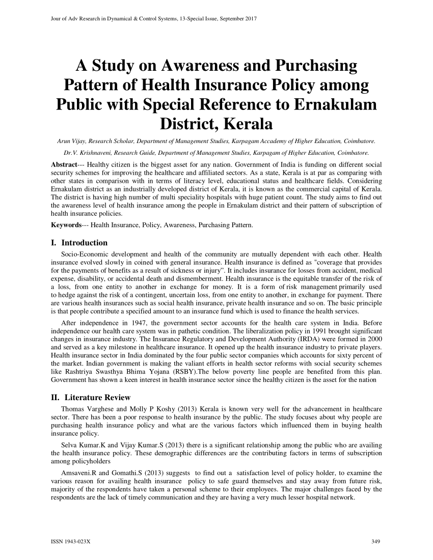 research paper on awareness of life insurance