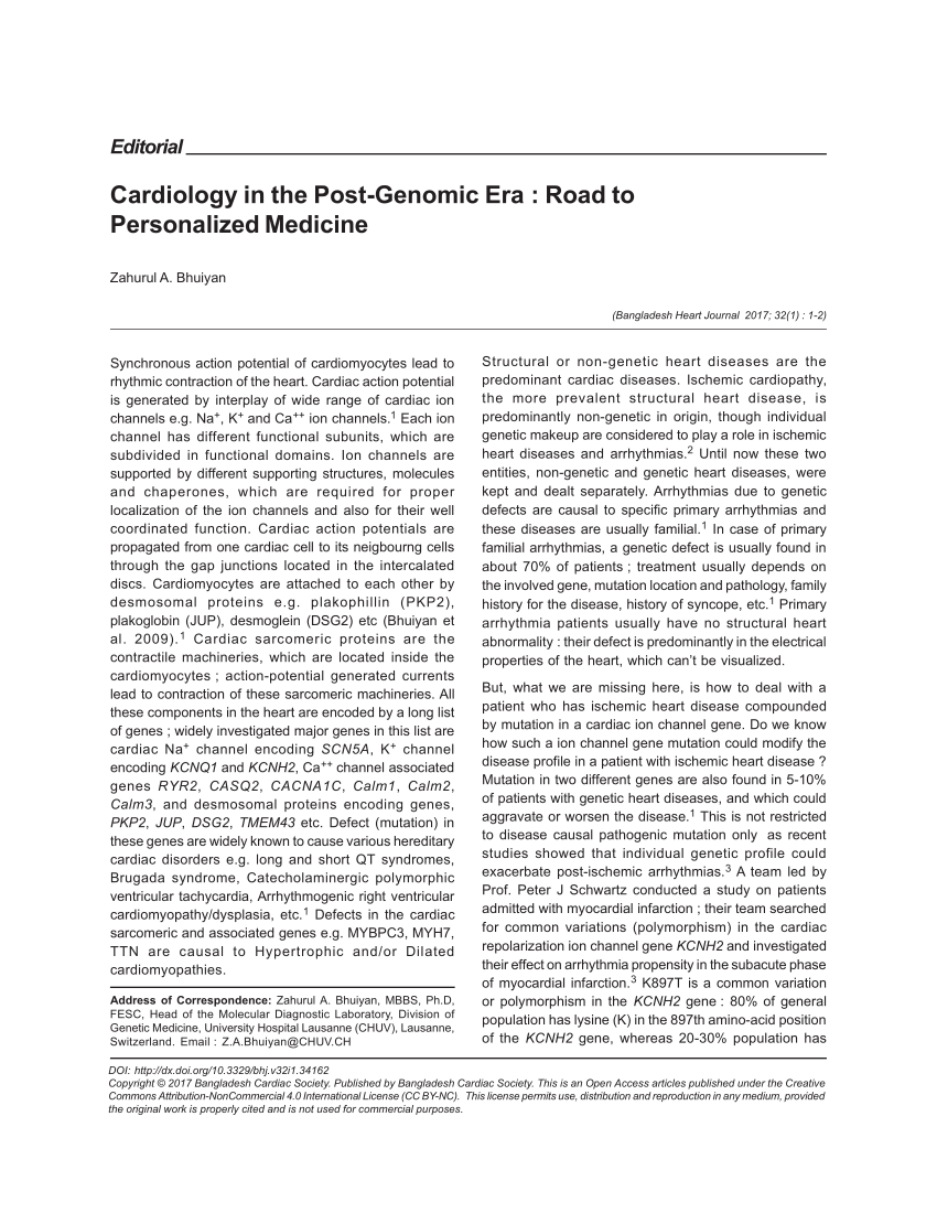 Pdf Cardiology In The Post Genomic Era Road To Personalized Medicine 5476