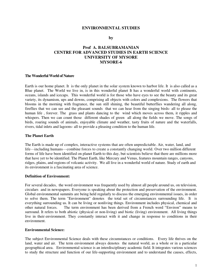 research title example about environment