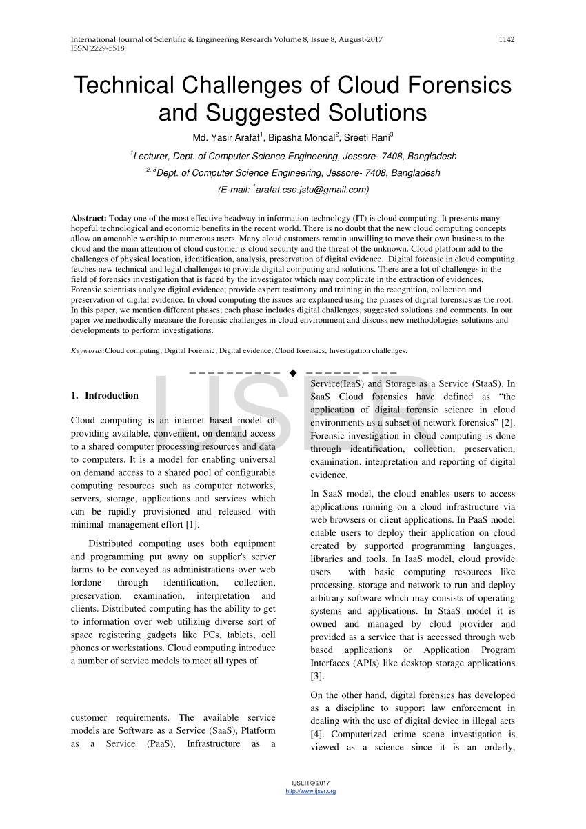 Pdf Cloud Computing Digital Forensic Challenges