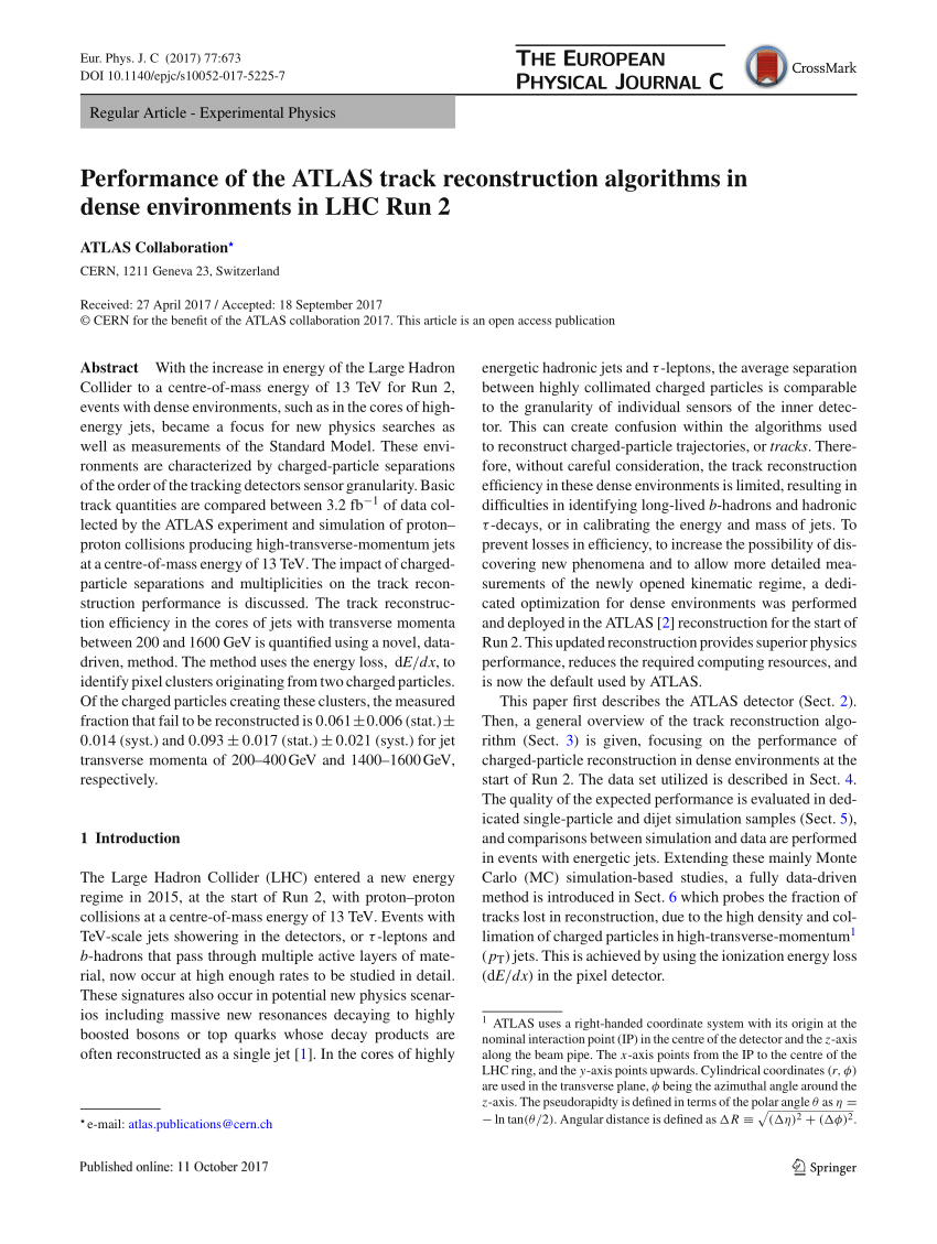 PDF) Performance of the ATLAS track reconstruction algorithms in ...