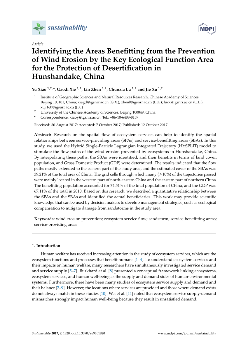 PDF) Identifying the Areas Benefitting from the Prevention of Wind 