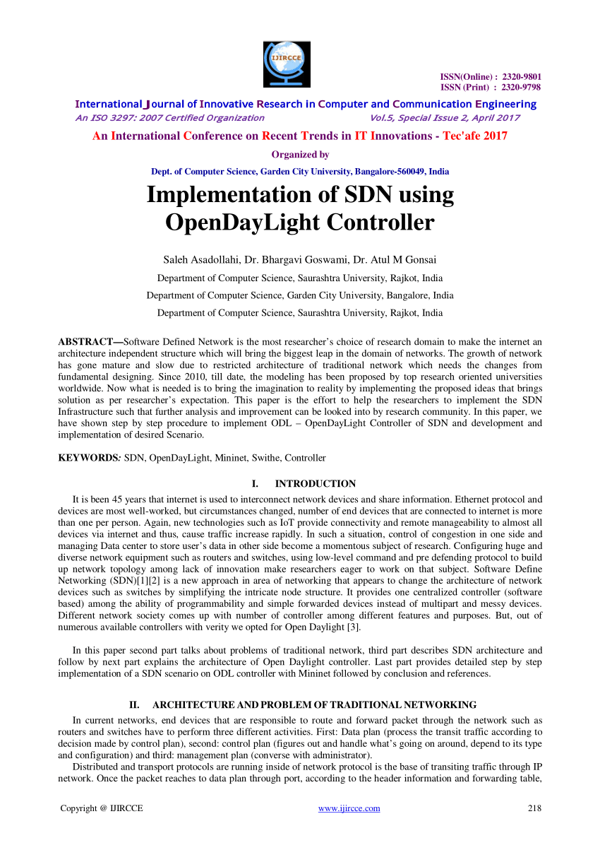 Sdn Using Opendaylight Controller