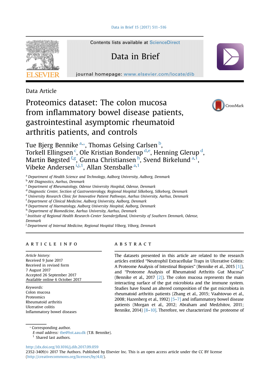 PDF) Proteomics Dataset: The Colon Mucosa from Inflammatory Bowel ...
