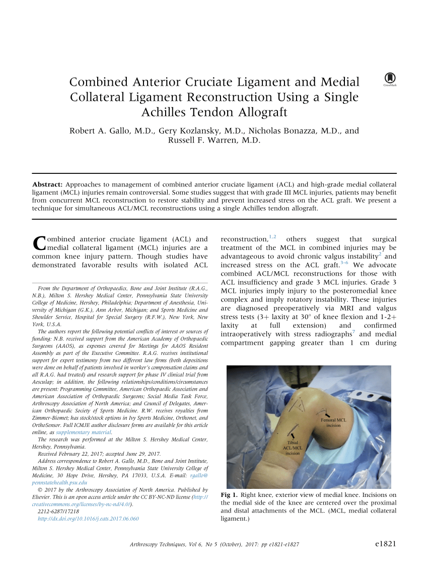 Medial Collateral ligament (MCL) Reconstruction