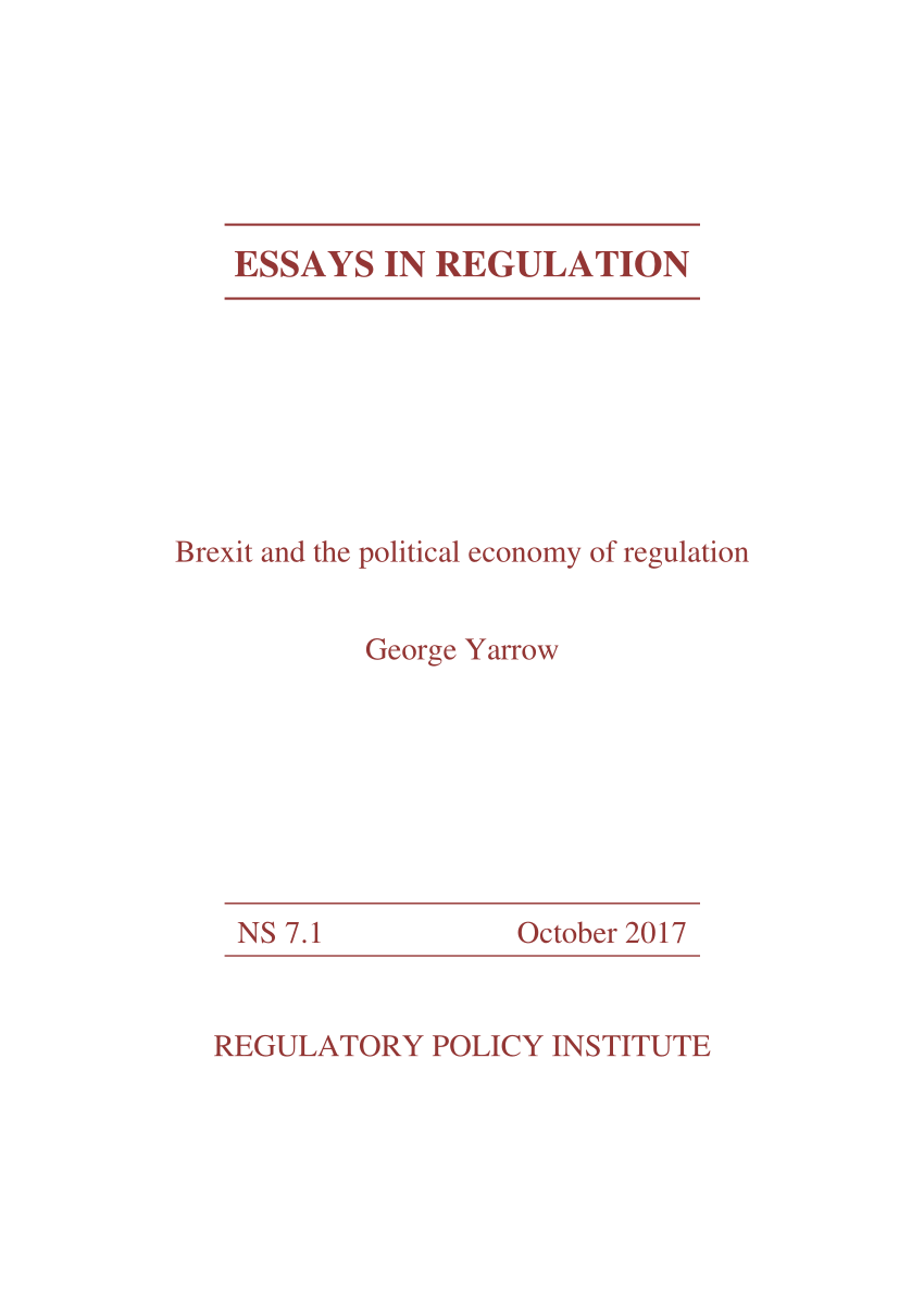 Pdf Brexit And The Political Economy Of Regulation 