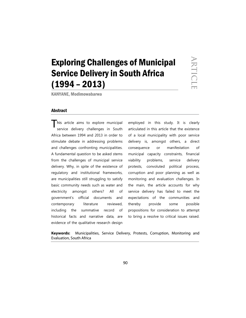 essay about service delivery in south africa